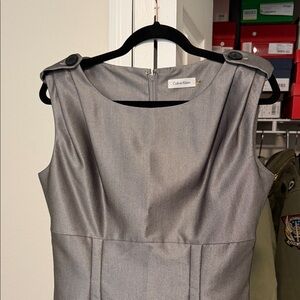 Calvin Klein Metallic Gray Sleeveless Sheath Dress